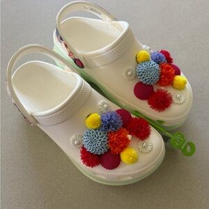 CROCS White Floral Embellished Clogs